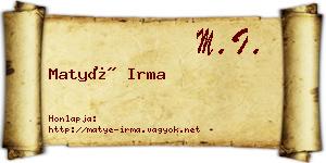 Matyé Irma névjegykártya